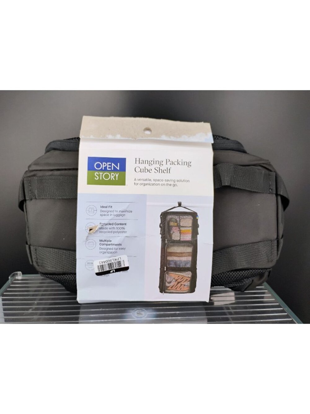 Open Story Hanging Packing Cube Shelf Travel Organizer Black